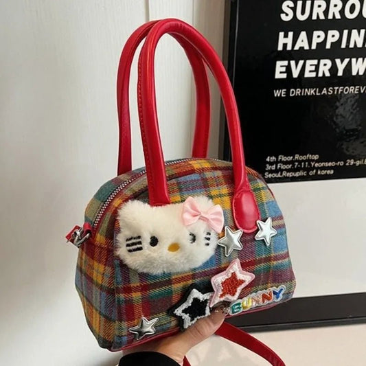 Sanrio Hello Kitty Plaid Handbag Trendy Korean Style - Taylor K Shop