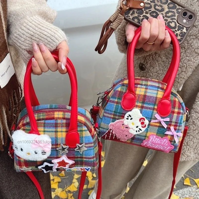Sanrio Hello Kitty Plaid Handbag Trendy Korean Style - Taylor K Shop