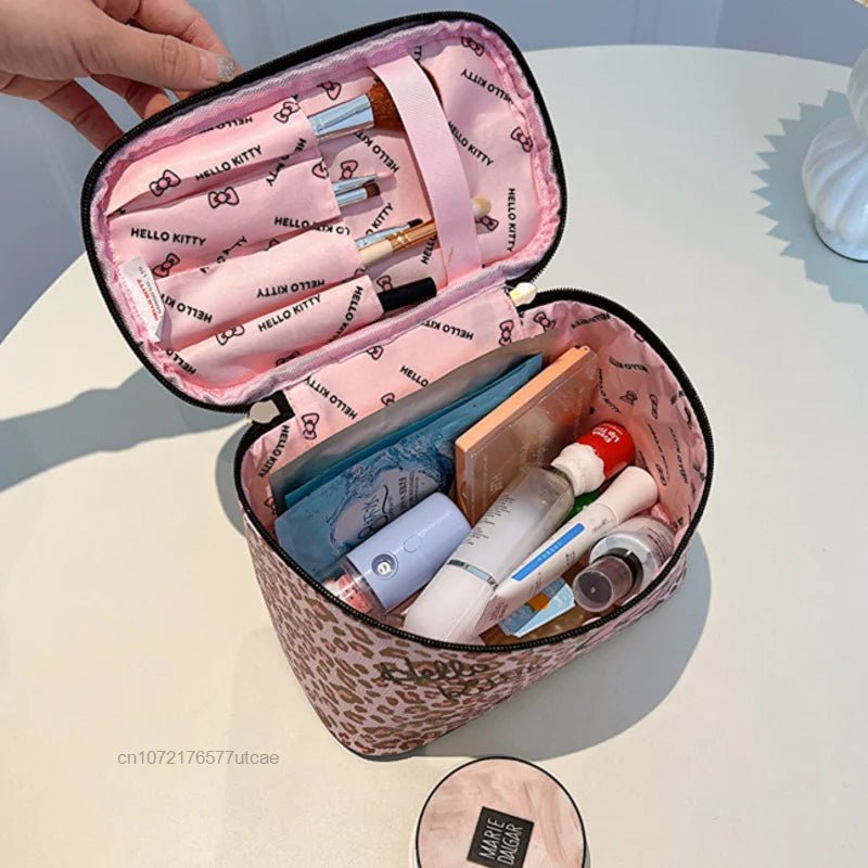 Sanrio Pink Leopard Hello Kitty Cosmetic Makeup Bag Set - Taylor K Shop