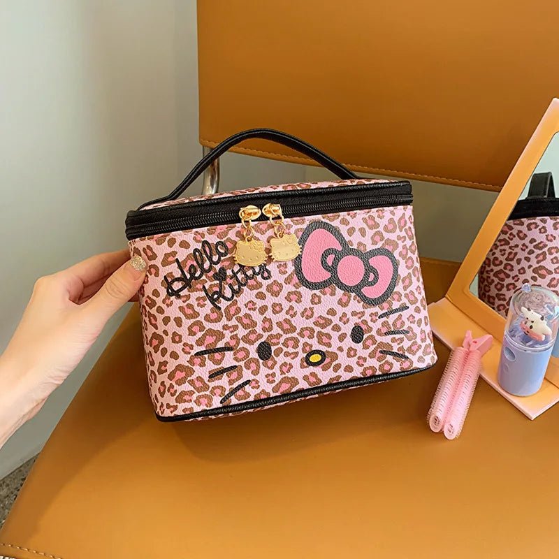 Sanrio Pink Leopard Hello Kitty Cosmetic Makeup Bag Set - Taylor K Shop