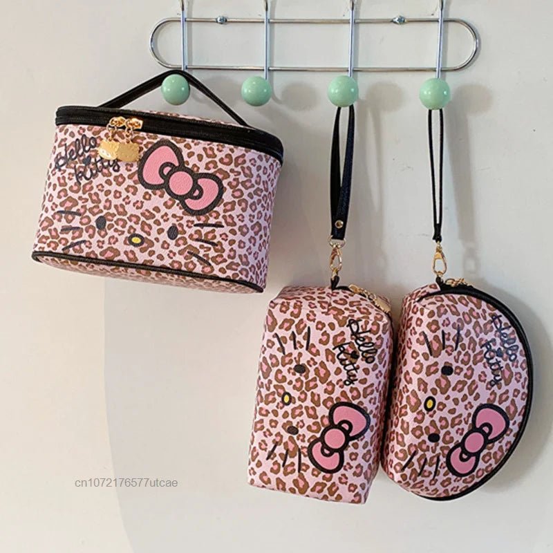 Sanrio Pink Leopard Hello Kitty Cosmetic Makeup Bag Set - Taylor K Shop