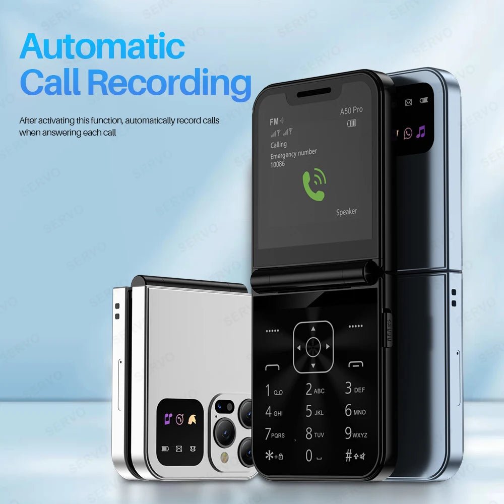SERVO A50 Pro Flip Phone Dual SIM GSM Torch Call Recording - Taylor K Shop