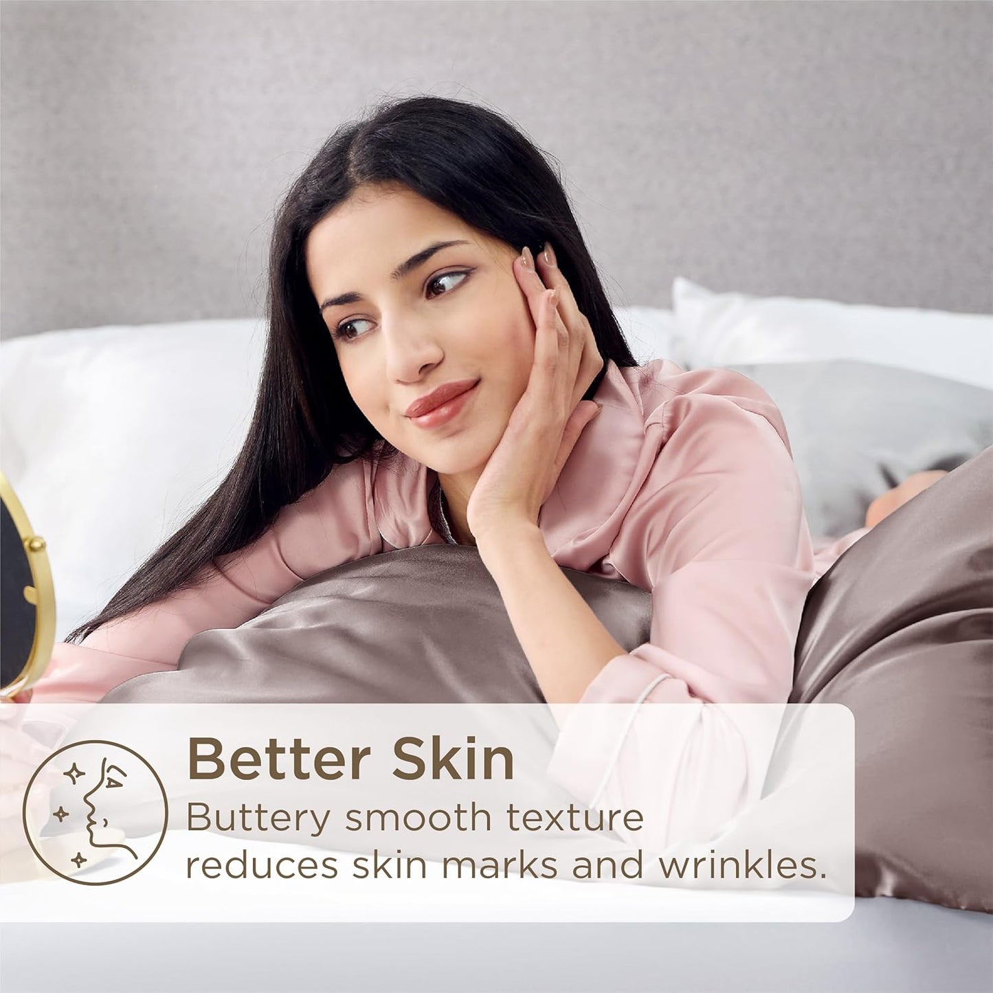 Silver Grey Satin Pillowcase Set for Hair Skin - Taylor K Shop