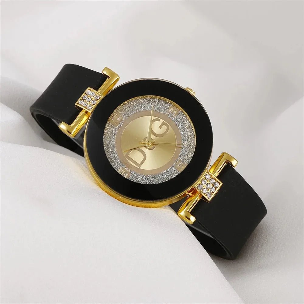 Sleek Minimalist Womens Black White Silicone Watch - Taylor K Shop