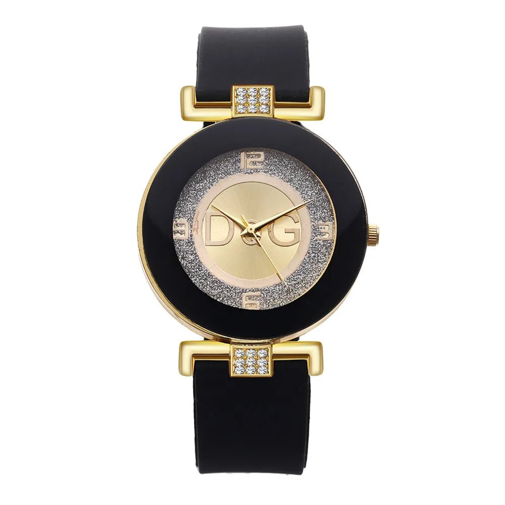 Sleek Minimalist Womens Black White Silicone Watch - Taylor K Shop