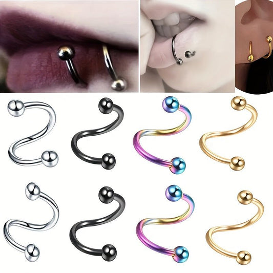 Sleek Stainless Steel SShaped Unisex EarringsLip Rings - Taylor K Shop
