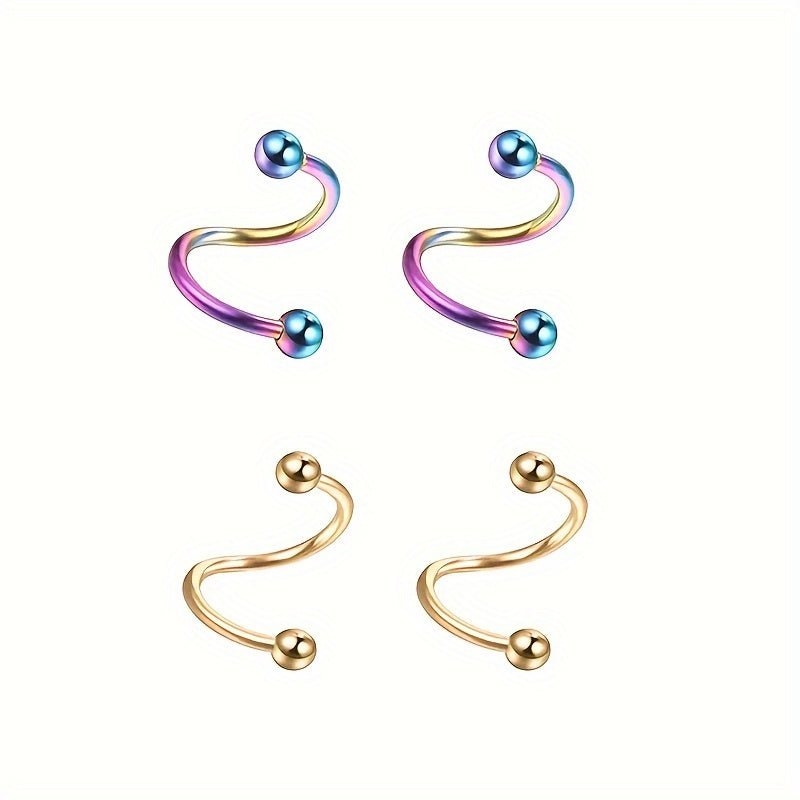 Sleek Stainless Steel SShaped Unisex EarringsLip Rings - Taylor K Shop
