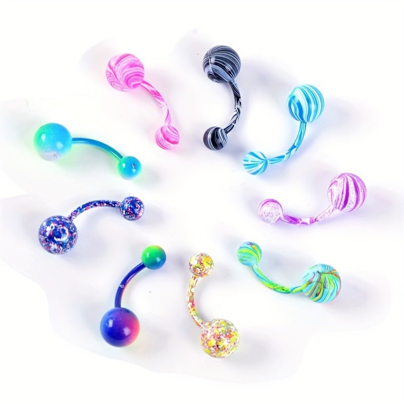 Stylish 16Piece Rhinestone Stainless Steel Belly Rings Set - Taylor K Shop