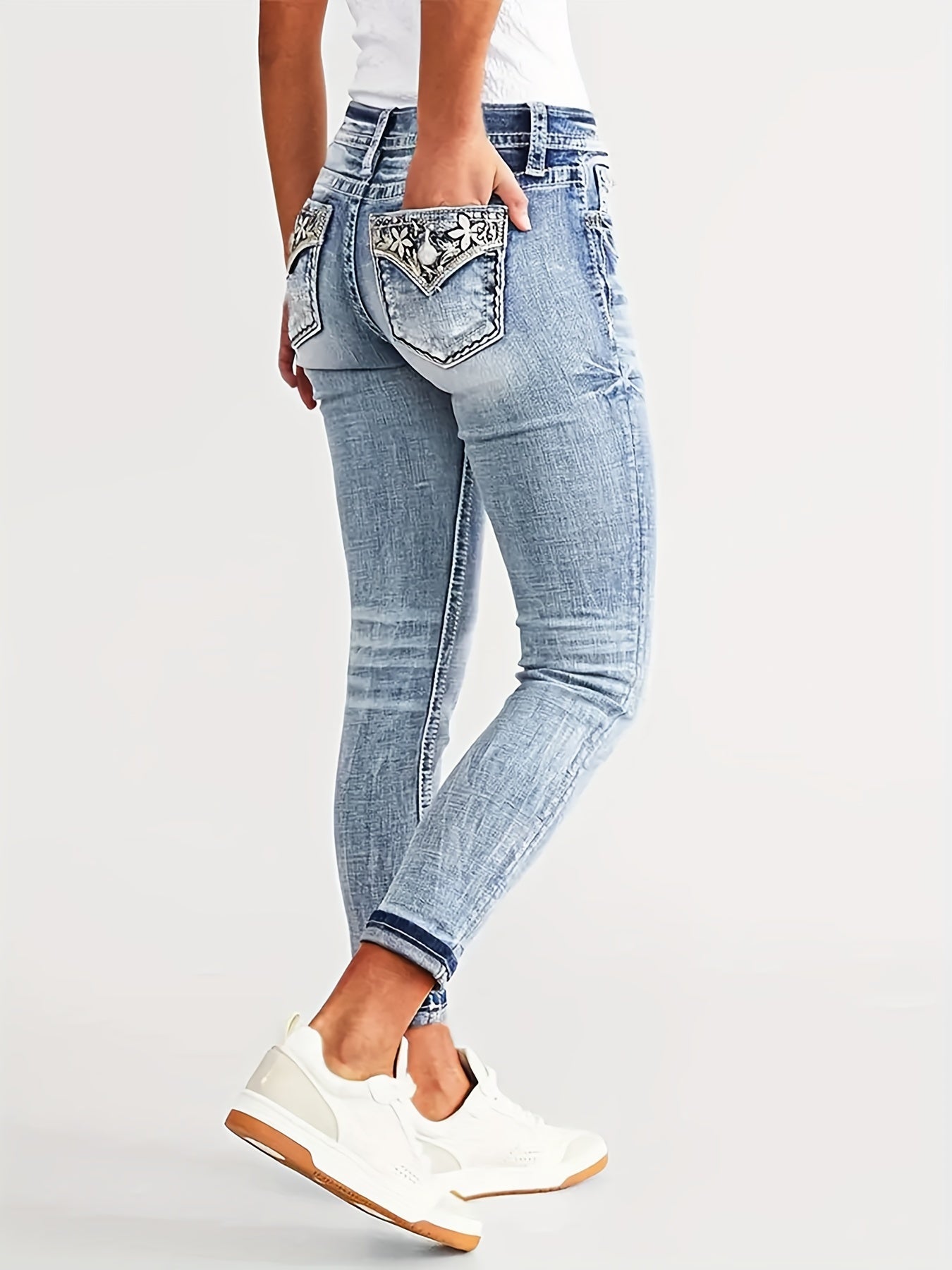 Stylish Womens Embroidered Stretchy Skinny Jeans - Taylor K Shop