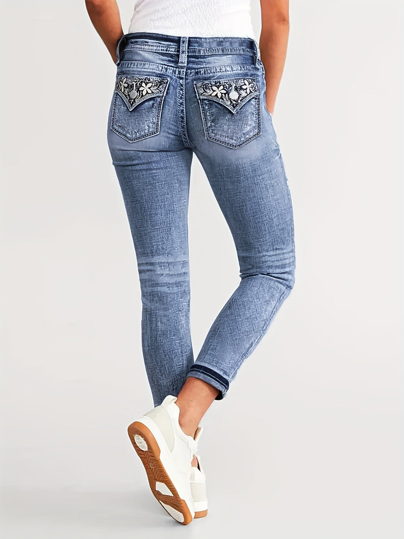 Stylish Womens Embroidered Stretchy Skinny Jeans - Taylor K Shop