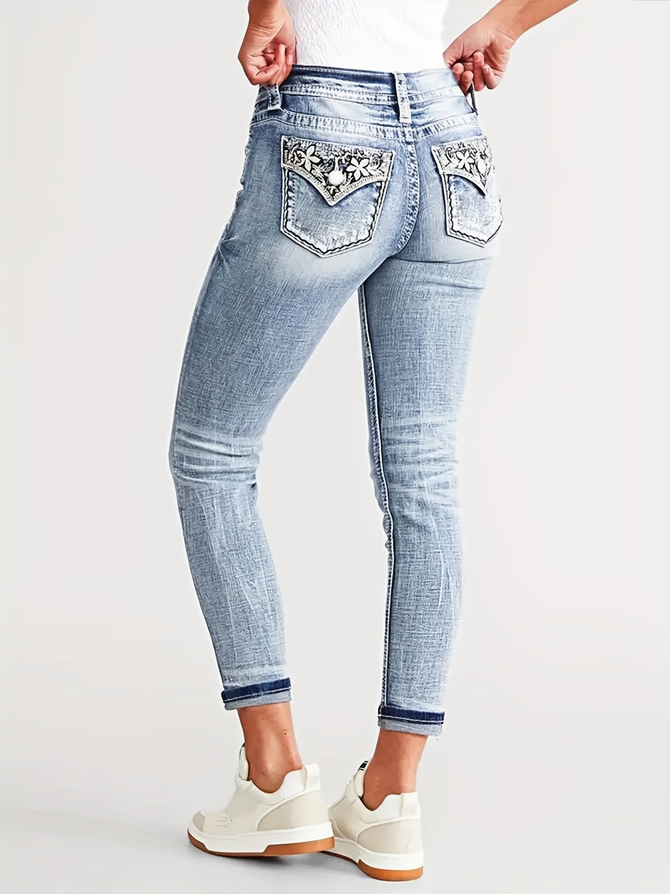 Stylish Womens Embroidered Stretchy Skinny Jeans - Taylor K Shop