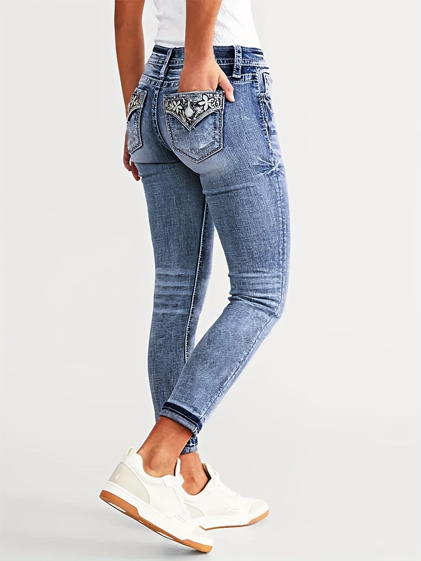 Stylish Womens Embroidered Stretchy Skinny Jeans - Taylor K Shop