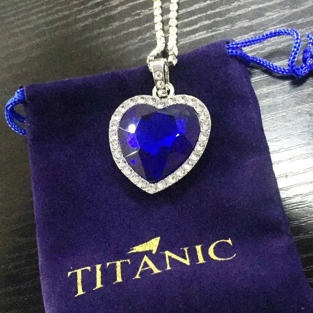 Titanic Heart of Ocean Blue Pendant Necklace with Velvet Bag - Taylor K Shop