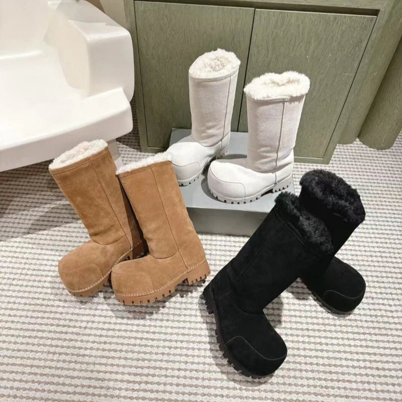 Trendy Womens Warm Brown BigHead Snow Boots - Taylor K Shop