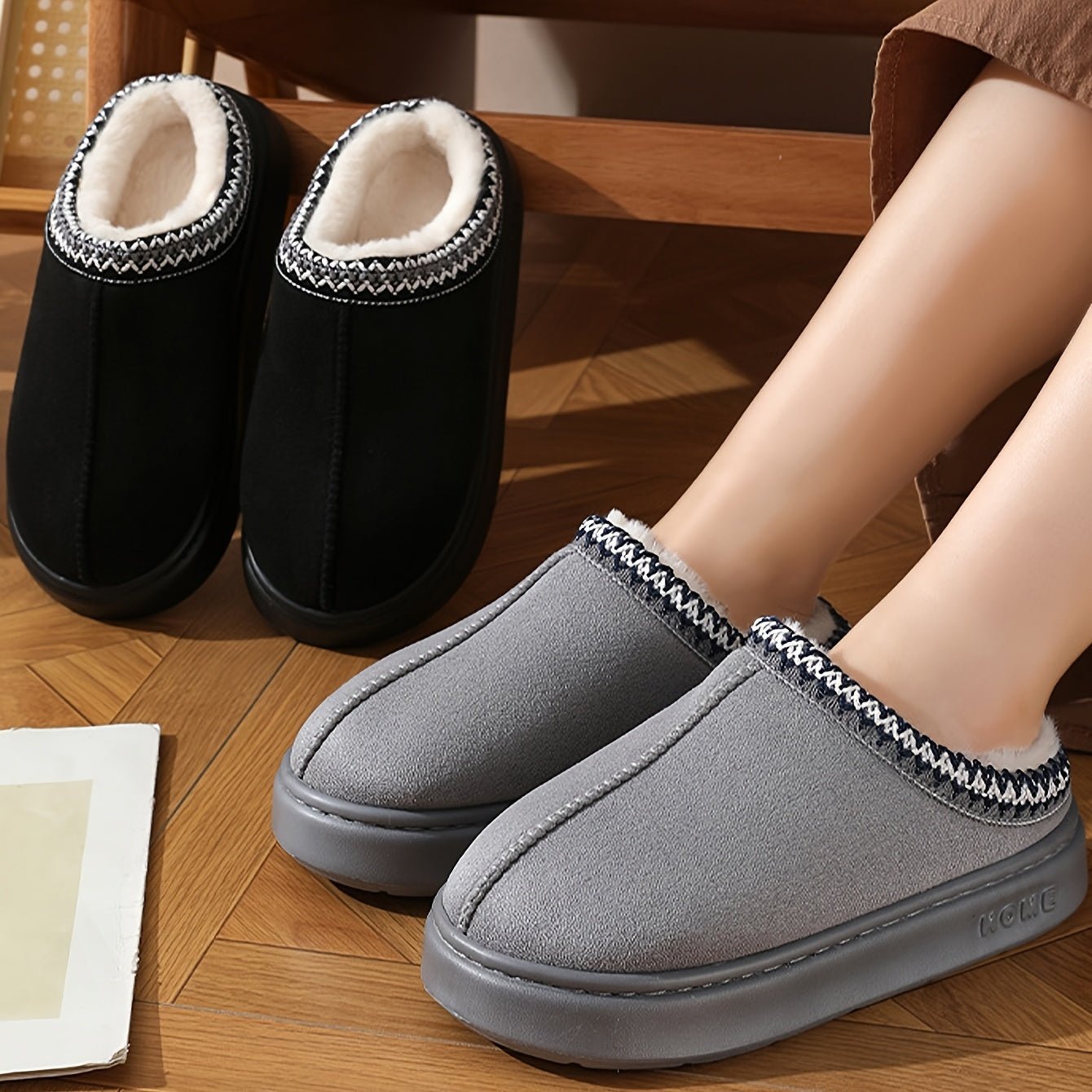Unisex Casual Flannel Slippers Warm AntiSlip Indoor Comfort - Taylor K Shop