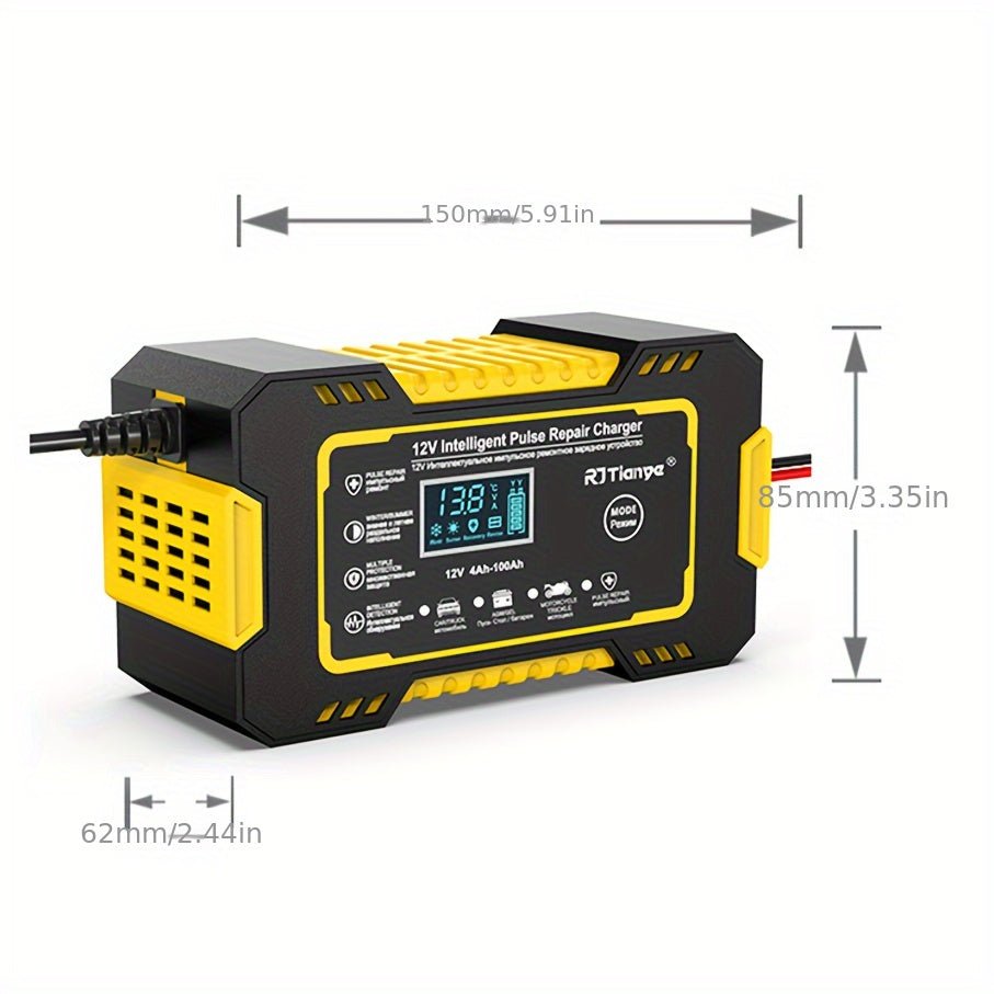 Versatile 12V Car Battery Charger Maintainer with LCD Display - Taylor K Shop