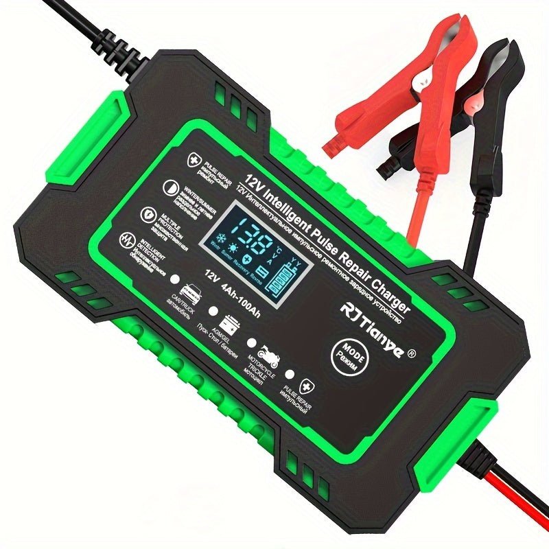 Versatile 12V Car Battery Charger Maintainer with LCD Display - Taylor K Shop