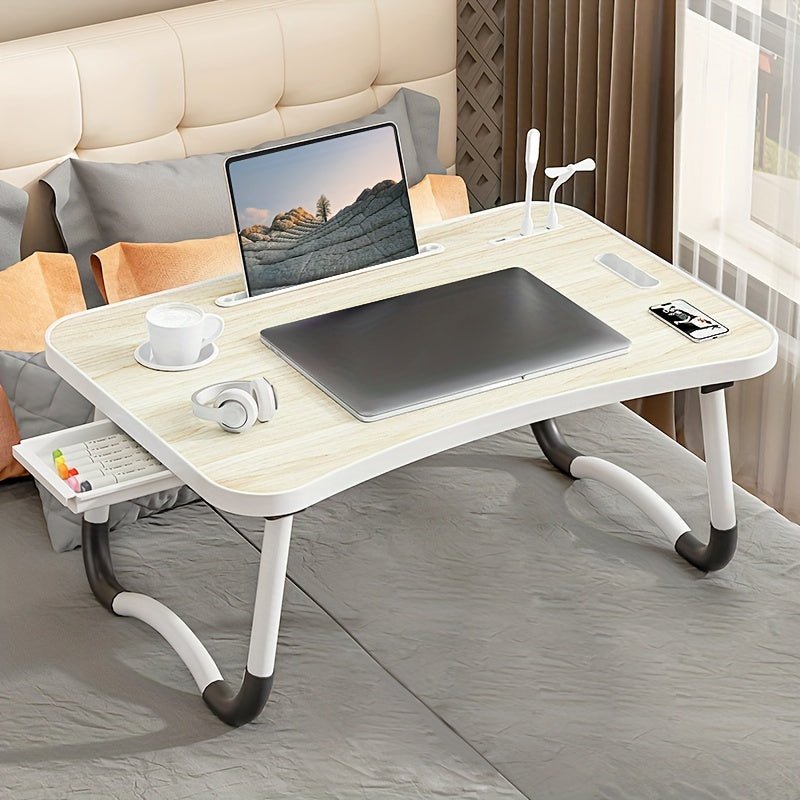 Versatile Laptop Bed Tray with USB Fan Light Storage - Taylor K Shop