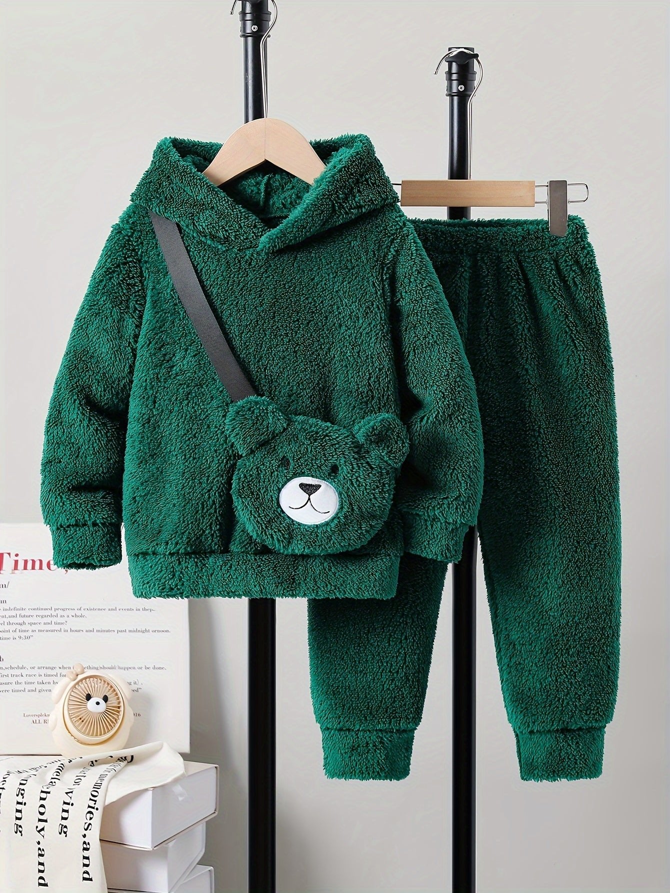 Winter Boys Plush Hooded Sweatshirt Pants Bag Set - Taylor K Shop