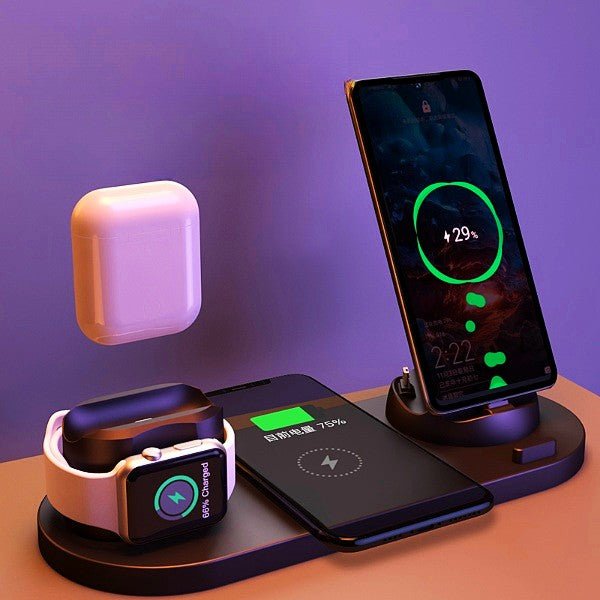Wireless Charger For IPhone Fast Charger For Phone Fast Charging Pad For Phone Watch 6 In 1 Charging Dock Station - Taylor K Shop
