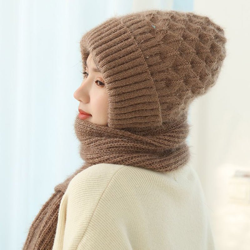 Women's Fleece - lined Scarf And Hat Winter Warm Knitted Hat Scarf - Taylor K Shop