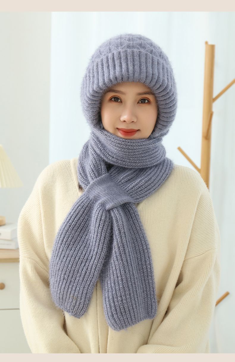 Women's Fleece - lined Scarf And Hat Winter Warm Knitted Hat Scarf - Taylor K Shop