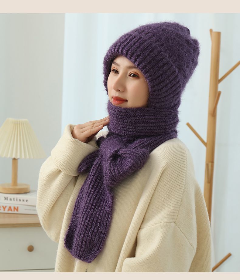 Women's Fleece - lined Scarf And Hat Winter Warm Knitted Hat Scarf - Taylor K Shop