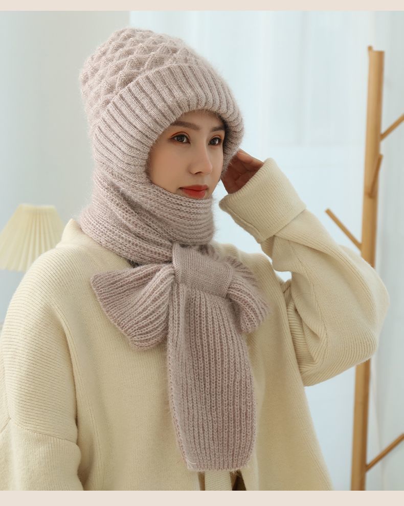 Women's Fleece - lined Scarf And Hat Winter Warm Knitted Hat Scarf - Taylor K Shop