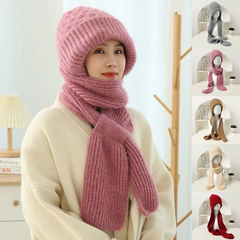 Women's Fleece - lined Scarf And Hat Winter Warm Knitted Hat Scarf - Taylor K Shop