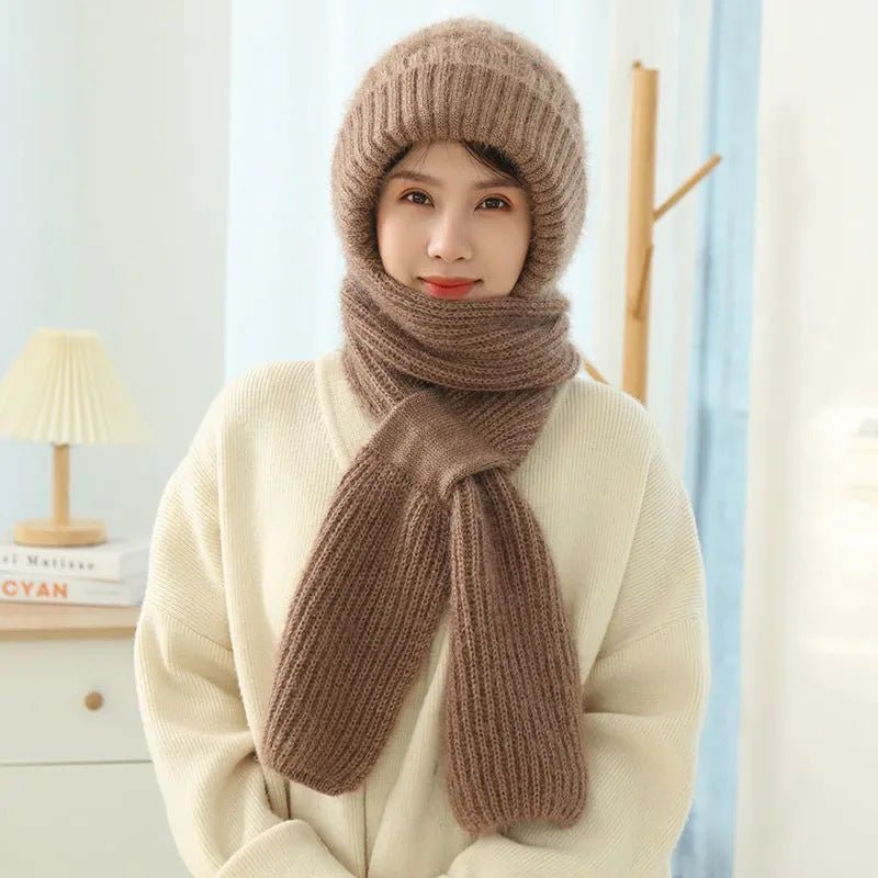 Women's Fleece - lined Scarf And Hat Winter Warm Knitted Hat Scarf - Taylor K Shop