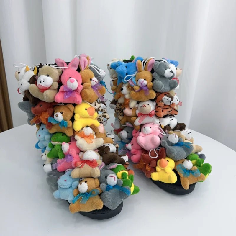 Womens Fluffy Platform Snow Boots with Plush Animals - Taylor K Shop