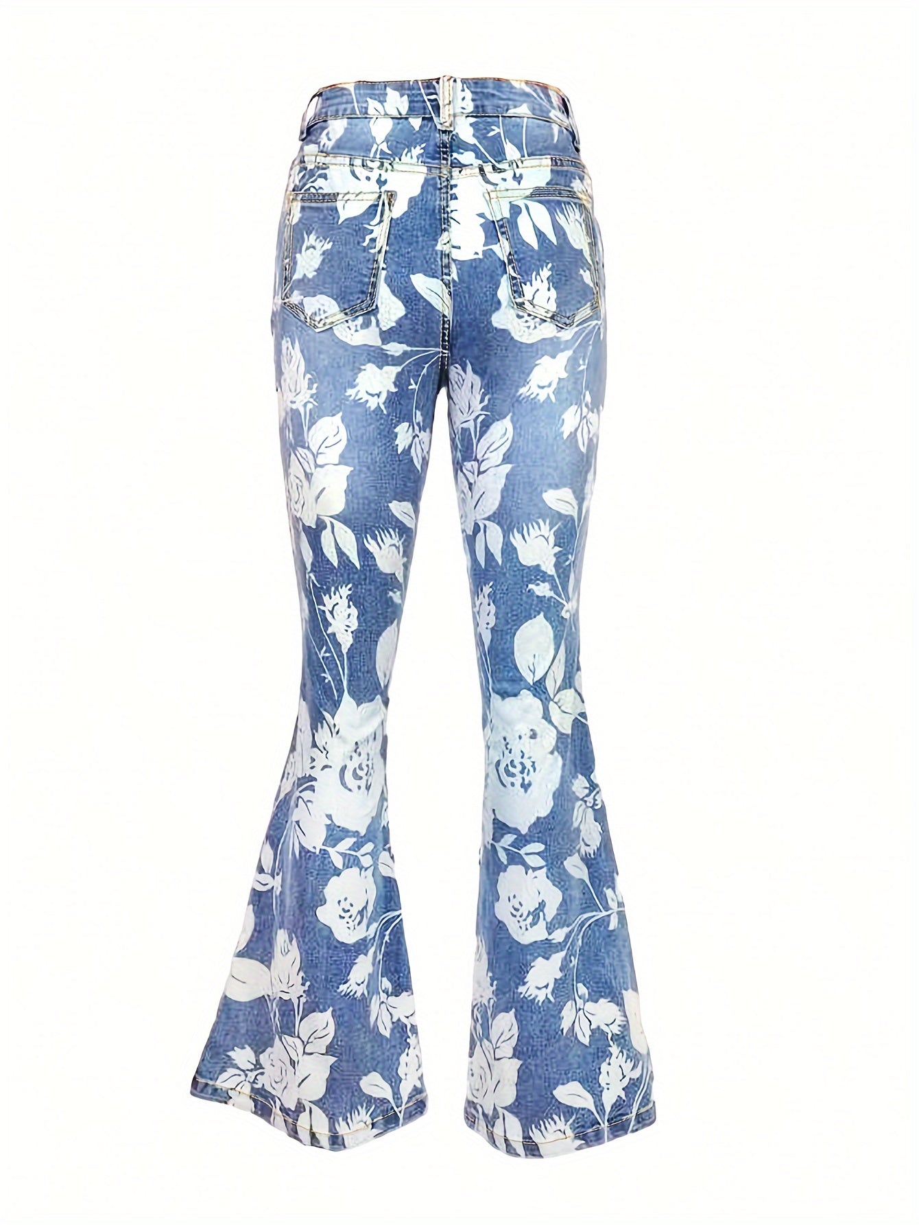 Womens High Waisted Retro Flared Printed Pants - Taylor K Shop
