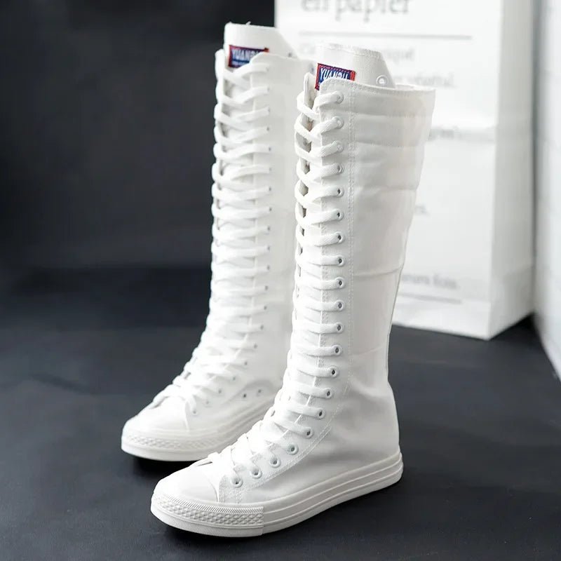 Womens Stylish KneeHigh Canvas LaceUp Sneakers - Taylor K Shop