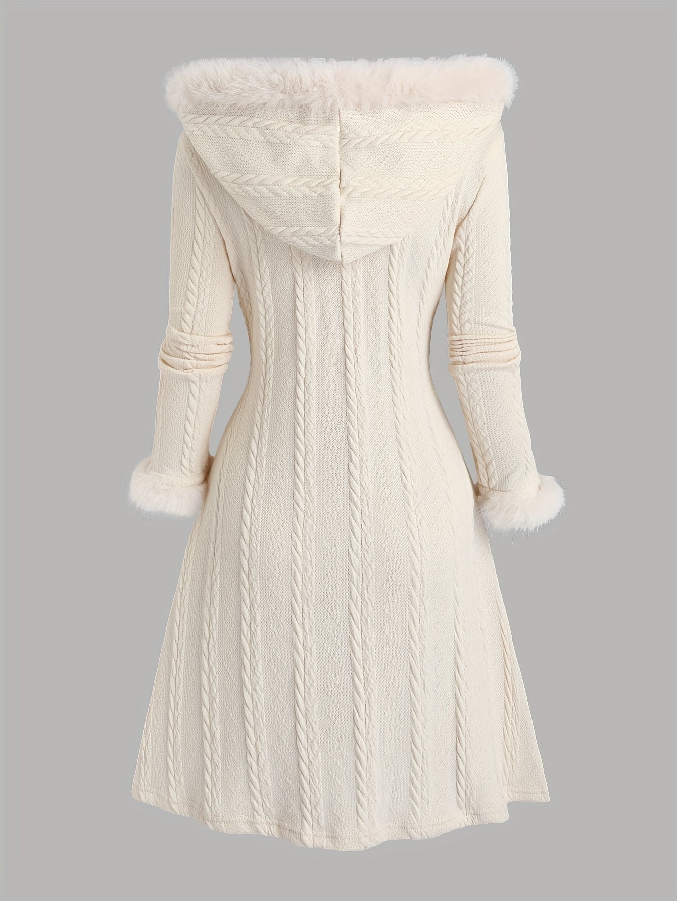 Y2K Plaid Knit Hooded Coat Long Length Warm Knitwear - Taylor K Shop