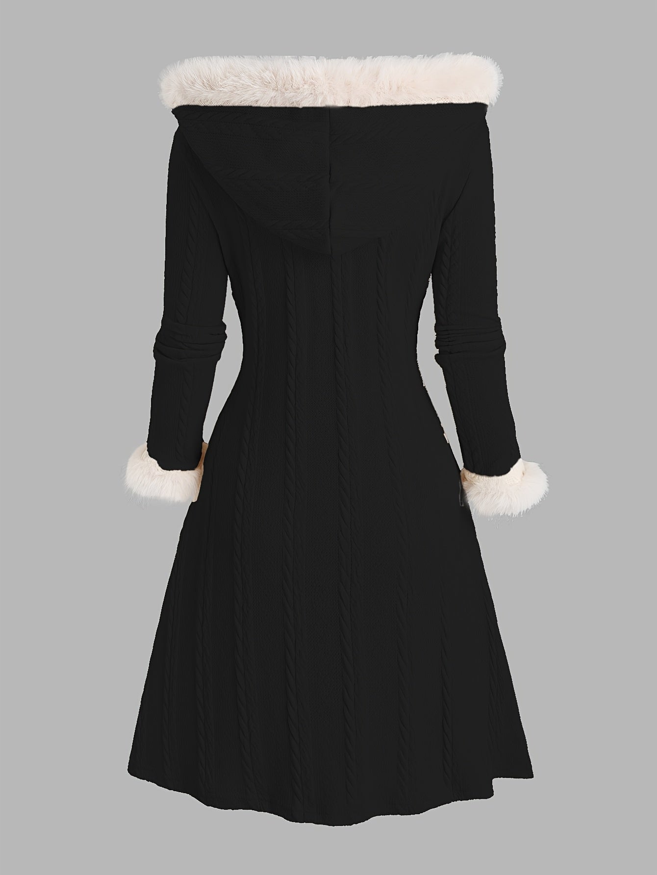 Y2K Plaid Knit Hooded Coat Long Length Warm Knitwear - Taylor K Shop