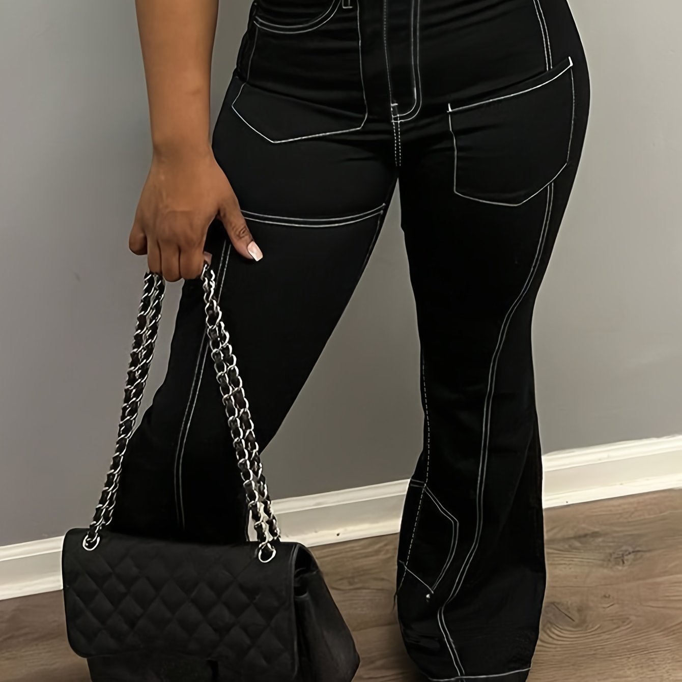 Y2K Street Style Black Flap Pocket Cargo Jeans - Taylor K Shop