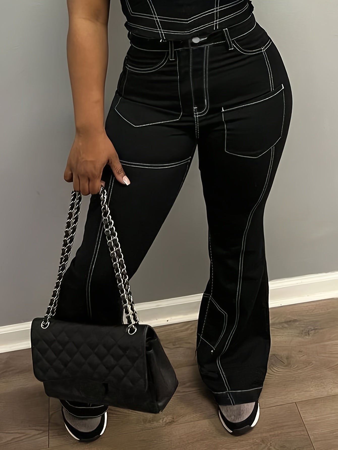 Y2K Street Style Black Flap Pocket Cargo Jeans - Taylor K Shop