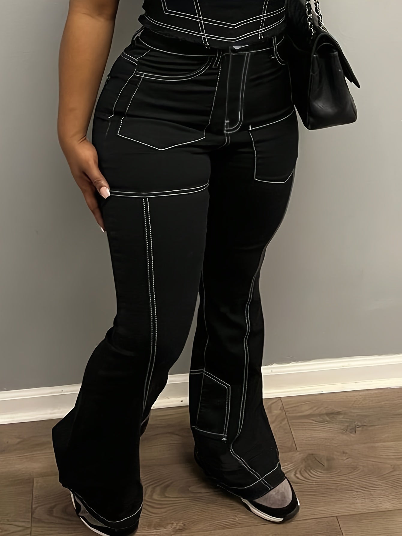 Y2K Street Style Black Flap Pocket Cargo Jeans - Taylor K Shop