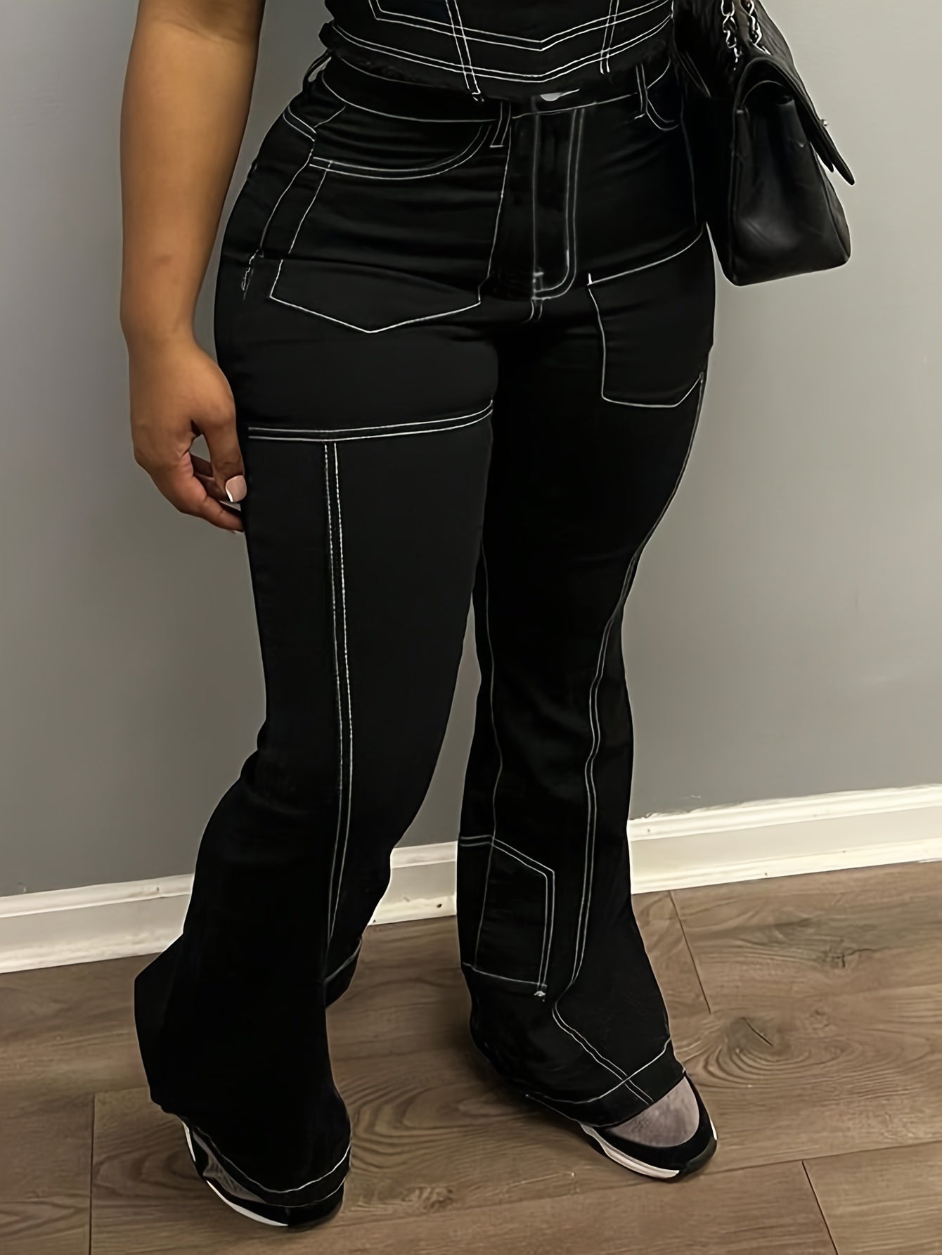 Y2K Street Style Black Flap Pocket Cargo Jeans - Taylor K Shop