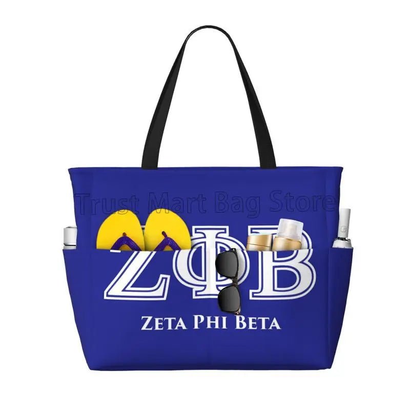 Zeta Phi Beta Sandproof Waterproof Beach Tote with Pockets - Taylor K Shop