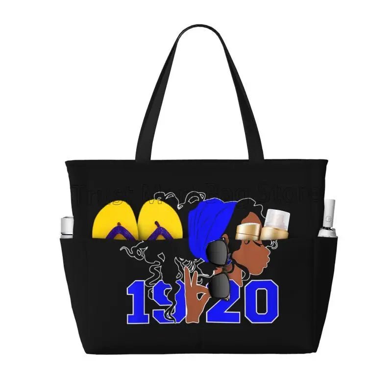 Zeta Phi Beta Sandproof Waterproof Beach Tote with Pockets - Taylor K Shop