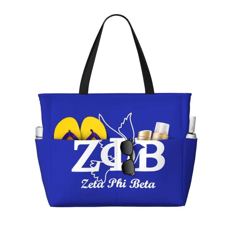 Zeta Phi Beta Sandproof Waterproof Beach Tote with Pockets - Taylor K Shop