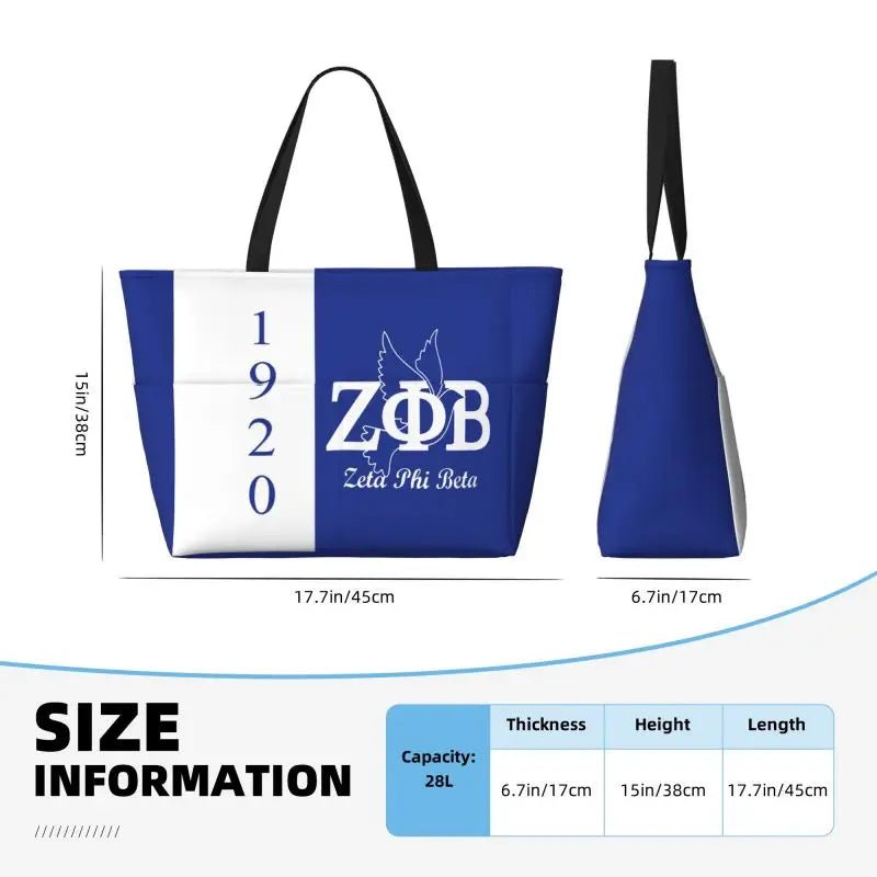 Zeta Phi Beta Sandproof Waterproof Beach Tote with Pockets - Taylor K Shop