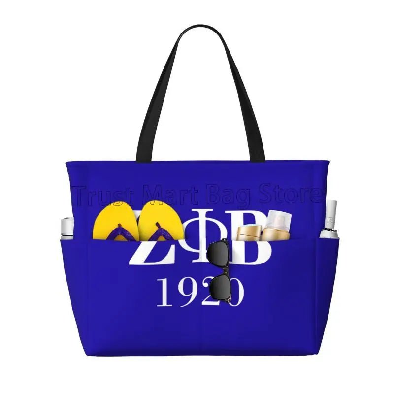 Zeta Phi Beta Sandproof Waterproof Beach Tote with Pockets - Taylor K Shop