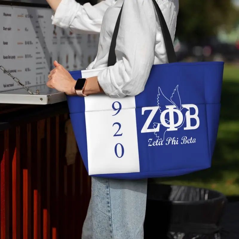 Zeta Phi Beta Sandproof Waterproof Beach Tote with Pockets - Taylor K Shop