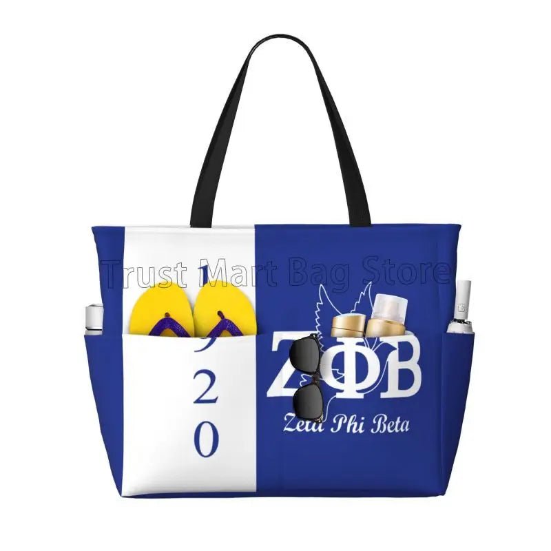 Zeta Phi Beta Sandproof Waterproof Beach Tote with Pockets - Taylor K Shop