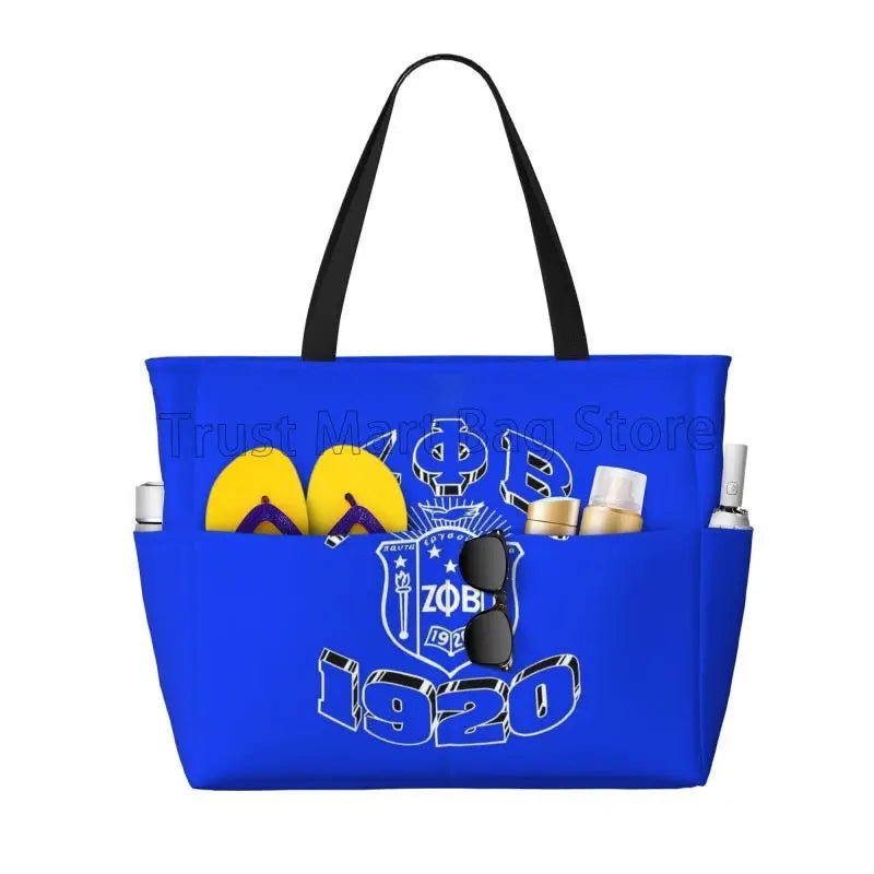 Zeta Phi Beta Sandproof Waterproof Beach Tote with Pockets - Taylor K Shop
