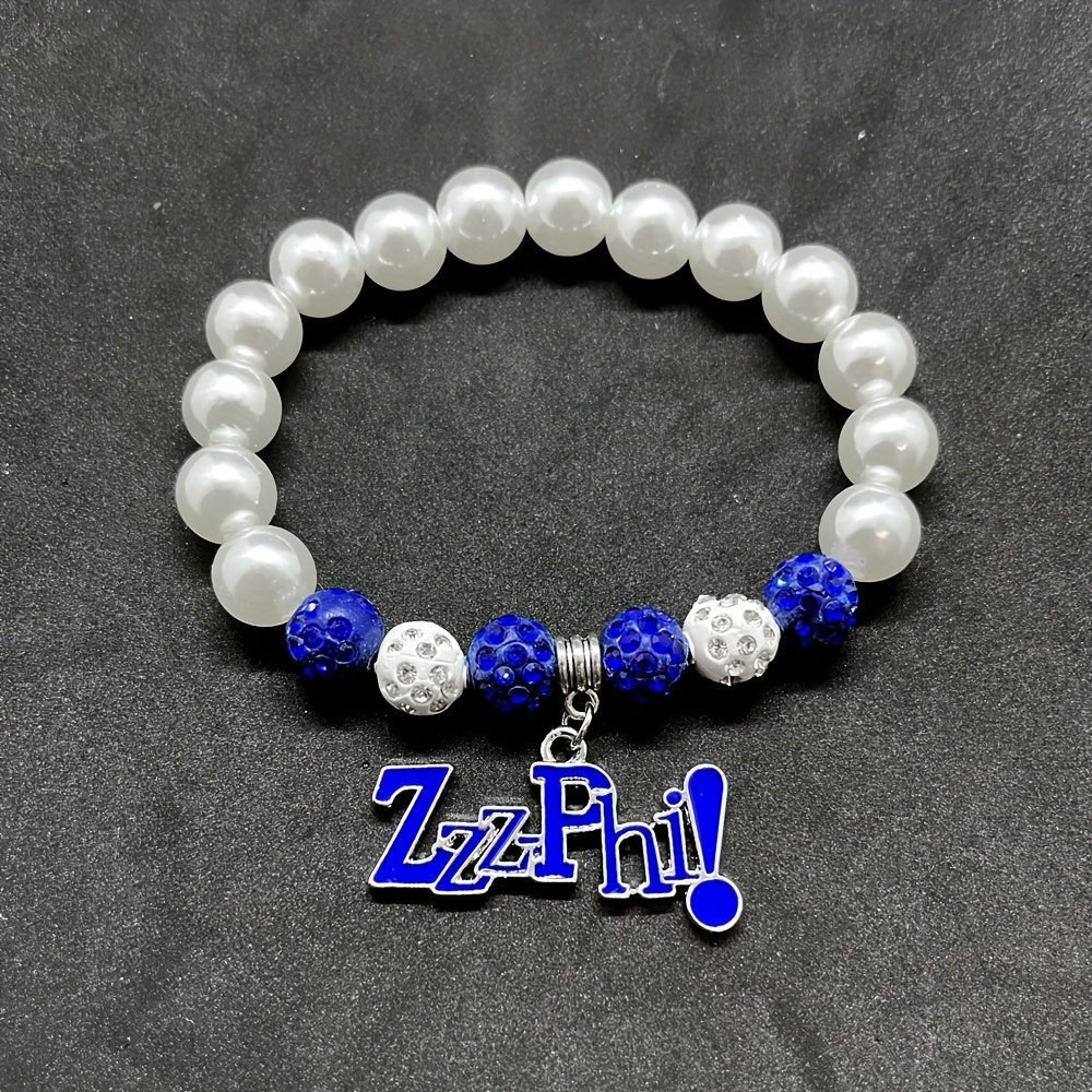 ZETA Sorority ZZZPHI Pearl and Rhinestone Bracelet - Taylor K Shop