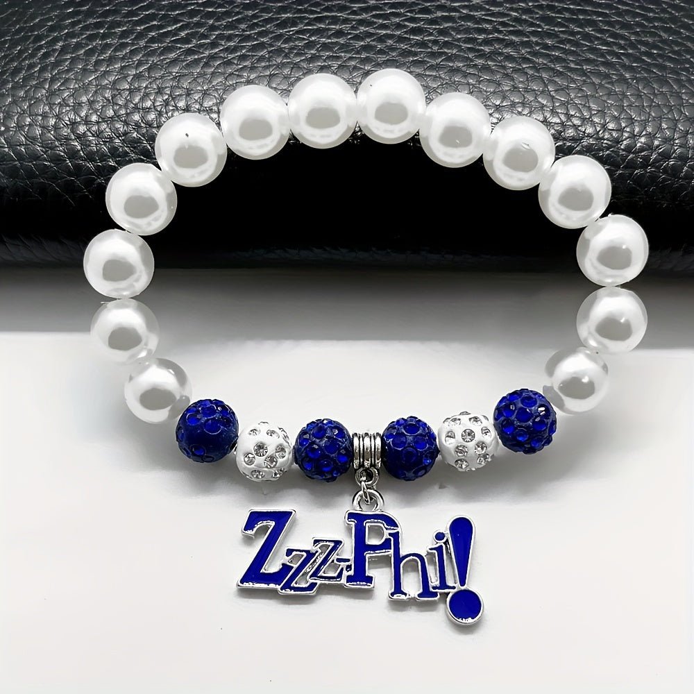ZETA Sorority ZZZPHI Pearl and Rhinestone Bracelet - Taylor K Shop
