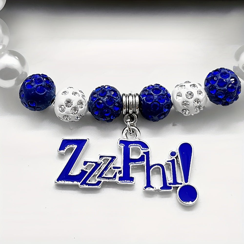 ZETA Sorority ZZZPHI Pearl and Rhinestone Bracelet - Taylor K Shop